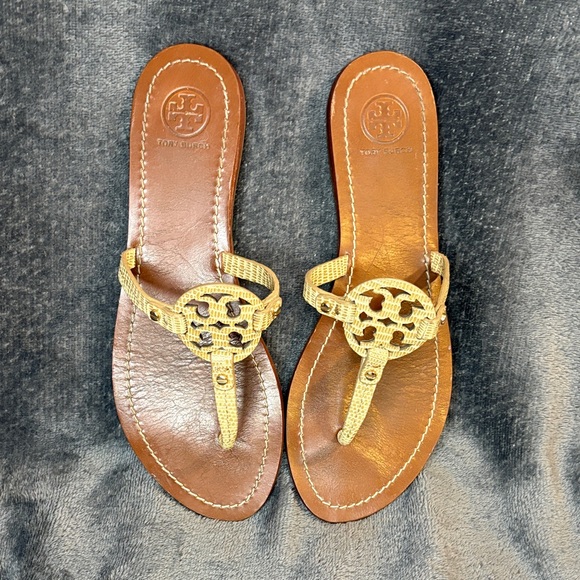 Tory Burch Shoes - Tory Burch Tan and Gold Women's Sandals
